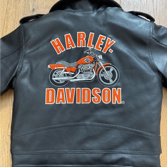 Harley Davidson Faux Leather Kids Motorcycle Jacket - Size 6 -  Black - EUC - Picture 10 of 10